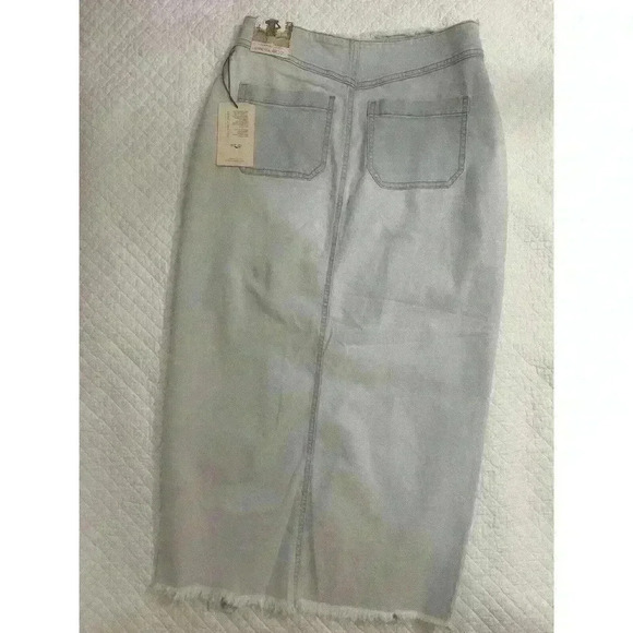 Sincerely Jules Retro High Slit Jean Denim Maxi Skirt 3 - Picture 3 of 3